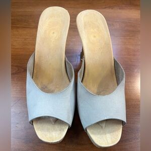Vintage 80's Candies Candie Heels Gray Suede Sandals Sz 10 Made in Italy